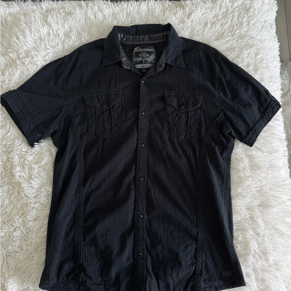 Buckle Men's Black Casual Button Down Shirt